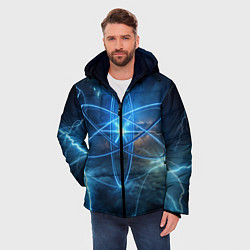 Куртка зимняя мужская Светящийся атом и молнии, цвет: 3D-черный — фото 2