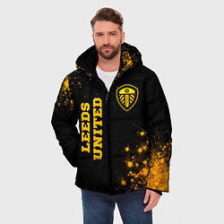 Куртка зимняя мужская Leeds United - gold gradient вертикально, цвет: 3D-черный — фото 2