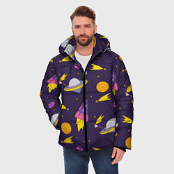 Куртка зимняя мужская Космические приключения, цвет: 3D-черный — фото 2