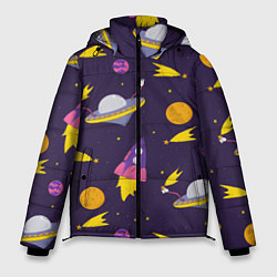 Куртка зимняя мужская Космические приключения, цвет: 3D-светло-серый