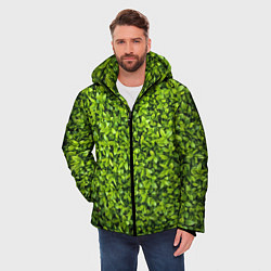 Куртка зимняя мужская Зелёная трава листья, цвет: 3D-красный — фото 2