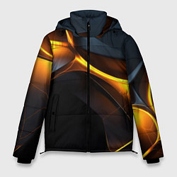 Куртка зимняя мужская Разлом черных плит и оранжевая лава, цвет: 3D-черный