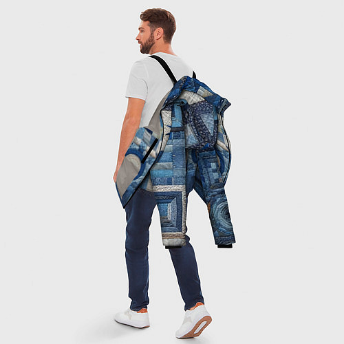Мужская зимняя куртка Denim patchwork - ai art / 3D-Светло-серый – фото 5