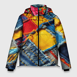 Куртка зимняя мужская Colorful denim patchwork - ai art, цвет: 3D-черный
