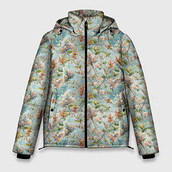 Куртка зимняя мужская Сирень цветы паттерн, цвет: 3D-светло-серый