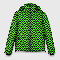 Куртка зимняя мужская Искажённые полосы кислотный зелёный, цвет: 3D-черный