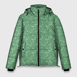 Куртка зимняя мужская Яркий зеленый однотонный цветочный узор, цвет: 3D-светло-серый