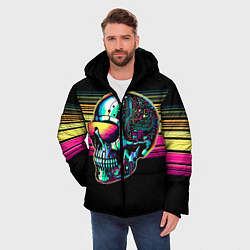 Куртка зимняя мужская Cyber skull - ai art fantasy, цвет: 3D-черный — фото 2