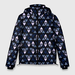 Мужская зимняя куртка Чёрно-синий паттерн треугольники