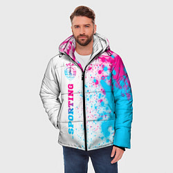 Куртка зимняя мужская Sporting neon gradient style по-вертикали, цвет: 3D-черный — фото 2