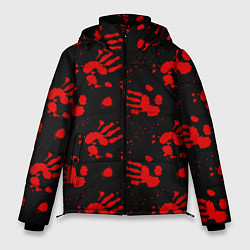 Куртка зимняя мужская Blood hands паттерн, цвет: 3D-красный