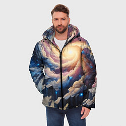 Куртка зимняя мужская Космическая галактика - нейросеть фантазия, цвет: 3D-светло-серый — фото 2