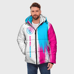 Куртка зимняя мужская Manchester City neon gradient style по-вертикали, цвет: 3D-черный — фото 2