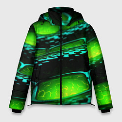 Куртка зимняя мужская Зеленая змеиная абстрактная текстура, цвет: 3D-черный