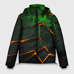 Мужская зимняя куртка Неоновая яркая геометрическая абстракция со светом