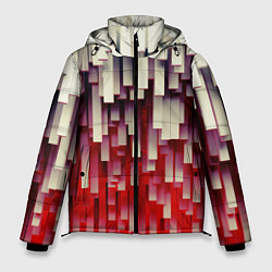 Куртка зимняя мужская Блоки-сталактиты с красной подсветкой, цвет: 3D-светло-серый