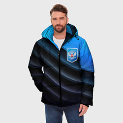 Куртка зимняя мужская Герб России и черно-синяя абстракция, цвет: 3D-светло-серый — фото 2