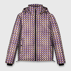 Мужская зимняя куртка Сине-бежевый текстурированный квадраты-рябь