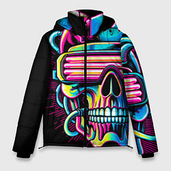 Куртка зимняя мужская Cyber skull - ai art neon, цвет: 3D-красный