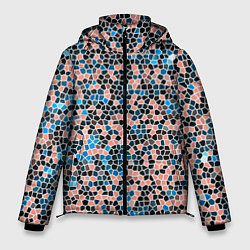 Куртка зимняя мужская Паттерн мозаика бирюзово-розовый, цвет: 3D-черный