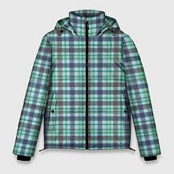 Куртка зимняя мужская Сине-зеленый паттерн в клетку, цвет: 3D-черный