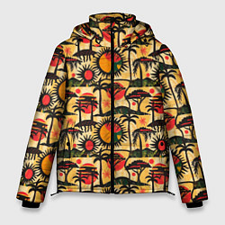 Куртка зимняя мужская Африка солнце пальмы, цвет: 3D-светло-серый