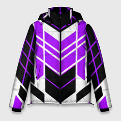 Куртка зимняя мужская Purple and black stripes on a white background, цвет: 3D-красный