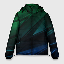 Мужская зимняя куртка Зелено-синие абстрактные объемные полосы