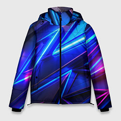 Куртка зимняя мужская Яркие неоновые геометрические линии, цвет: 3D-светло-серый