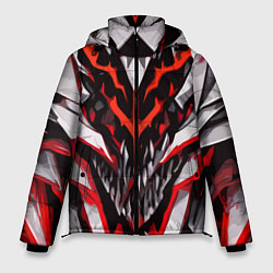 Куртка зимняя мужская Хаотичная красно-белая абстракция, цвет: 3D-светло-серый