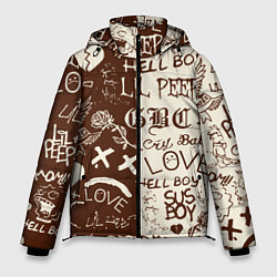 Куртка зимняя мужская Lil peep retro pattern, цвет: 3D-черный