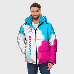 Куртка зимняя мужская Stumble Guys neon gradient style по-вертикали, цвет: 3D-черный — фото 2