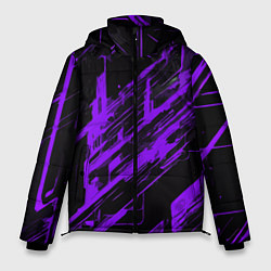 Куртка зимняя мужская Purple stripes on a black background, цвет: 3D-светло-серый