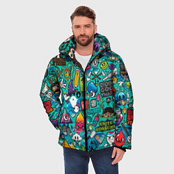 Куртка зимняя мужская Стикербомбинг, цвет: 3D-черный — фото 2