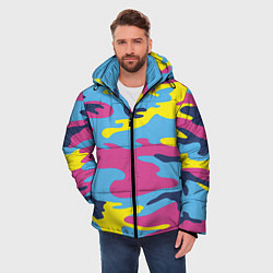 Куртка зимняя мужская Камуфляж: голубой/розовый/желтый, цвет: 3D-красный — фото 2
