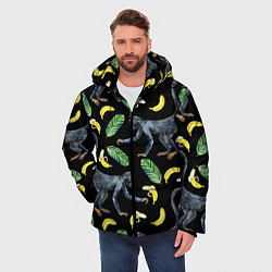 Куртка зимняя мужская Обезьянки и бананы, цвет: 3D-черный — фото 2
