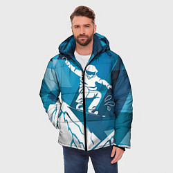 Куртка зимняя мужская Горы и сноубордист, цвет: 3D-черный — фото 2