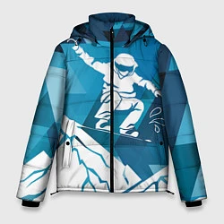 Куртка зимняя мужская Горы и сноубордист, цвет: 3D-светло-серый