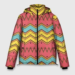 Куртка зимняя мужская Цветные зигзаги, цвет: 3D-черный