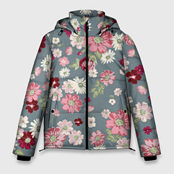 Куртка зимняя мужская Цветочки, цвет: 3D-светло-серый