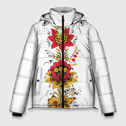 Куртка зимняя мужская Хохлома: цветы, цвет: 3D-черный