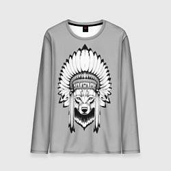 Лонгслив мужской Indian wolf, цвет: 3D-принт