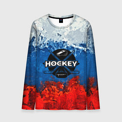 Лонгслив мужской Хоккей триколор, цвет: 3D-принт