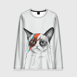 Лонгслив мужской David Bowie: Grumpy cat, цвет: 3D-принт