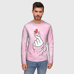 Лонгслив мужской Сердечко пальцами, цвет: 3D-принт — фото 2
