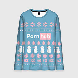 Лонгслив мужской Pornhub - christmas sweater, цвет: 3D-принт