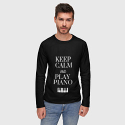 Лонгслив мужской Keep calm and play piano, цвет: 3D-принт — фото 2
