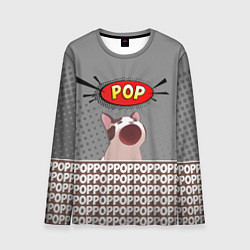 Лонгслив мужской Wide-Mouthed Popping Cat, цвет: 3D-принт