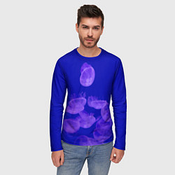 Лонгслив мужской Медузы в синей глубине, цвет: 3D-принт — фото 2