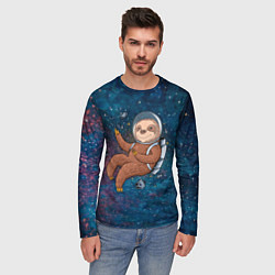 Лонгслив мужской Милый ленивец в космосе, цвет: 3D-принт — фото 2